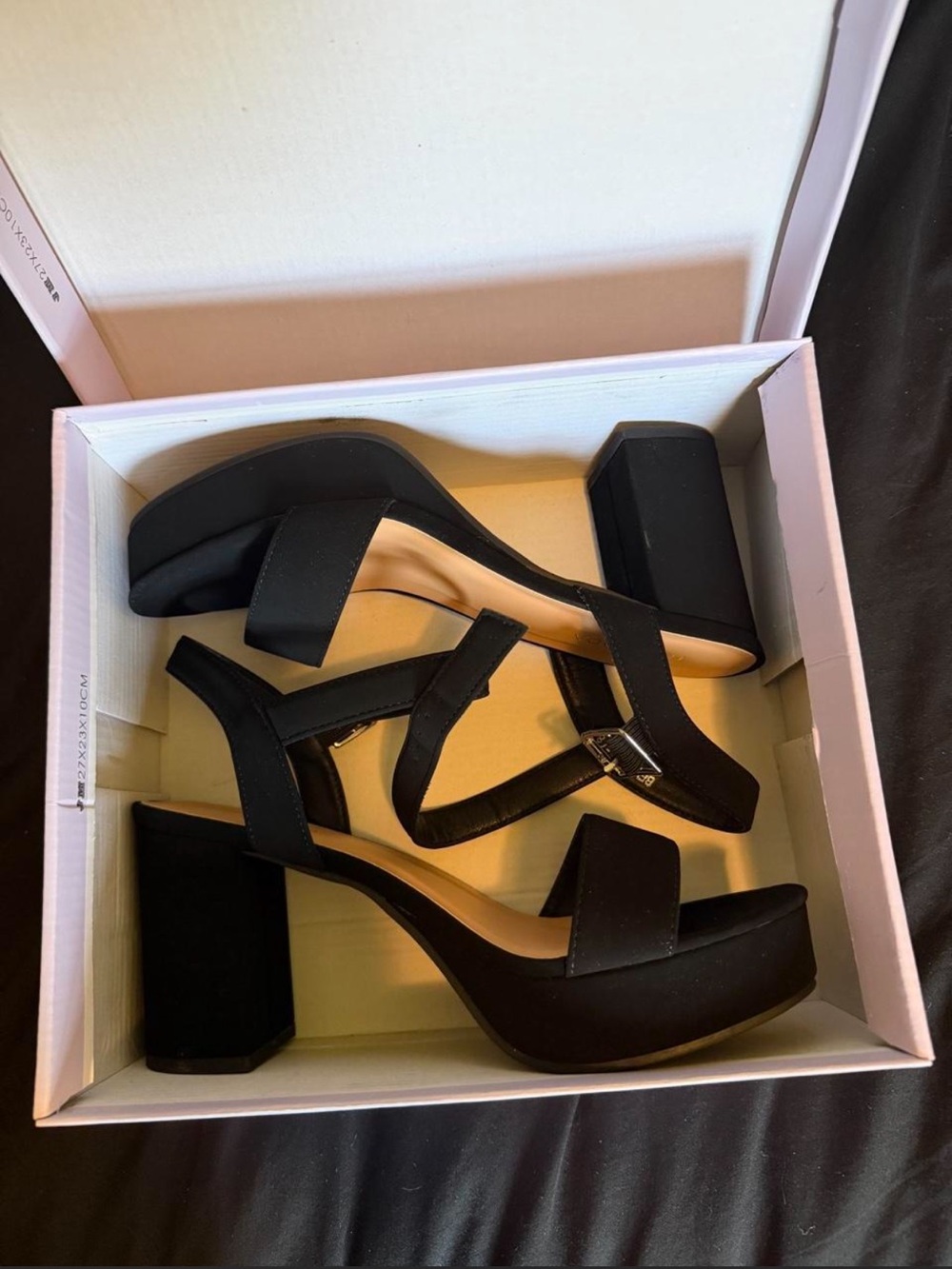 TOP Moda Black Platform Block Heel Sandals